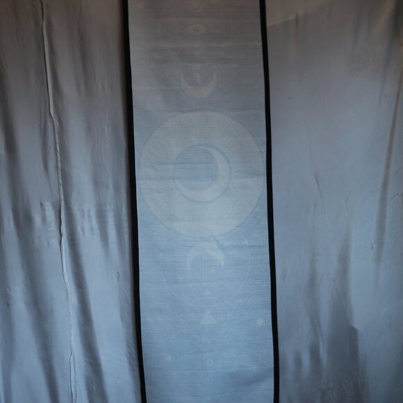 Black and Gold Mood Goddess Nylon Canvas Sacred Geometric Tassel Wall Tapestry - Picture 5 of 8